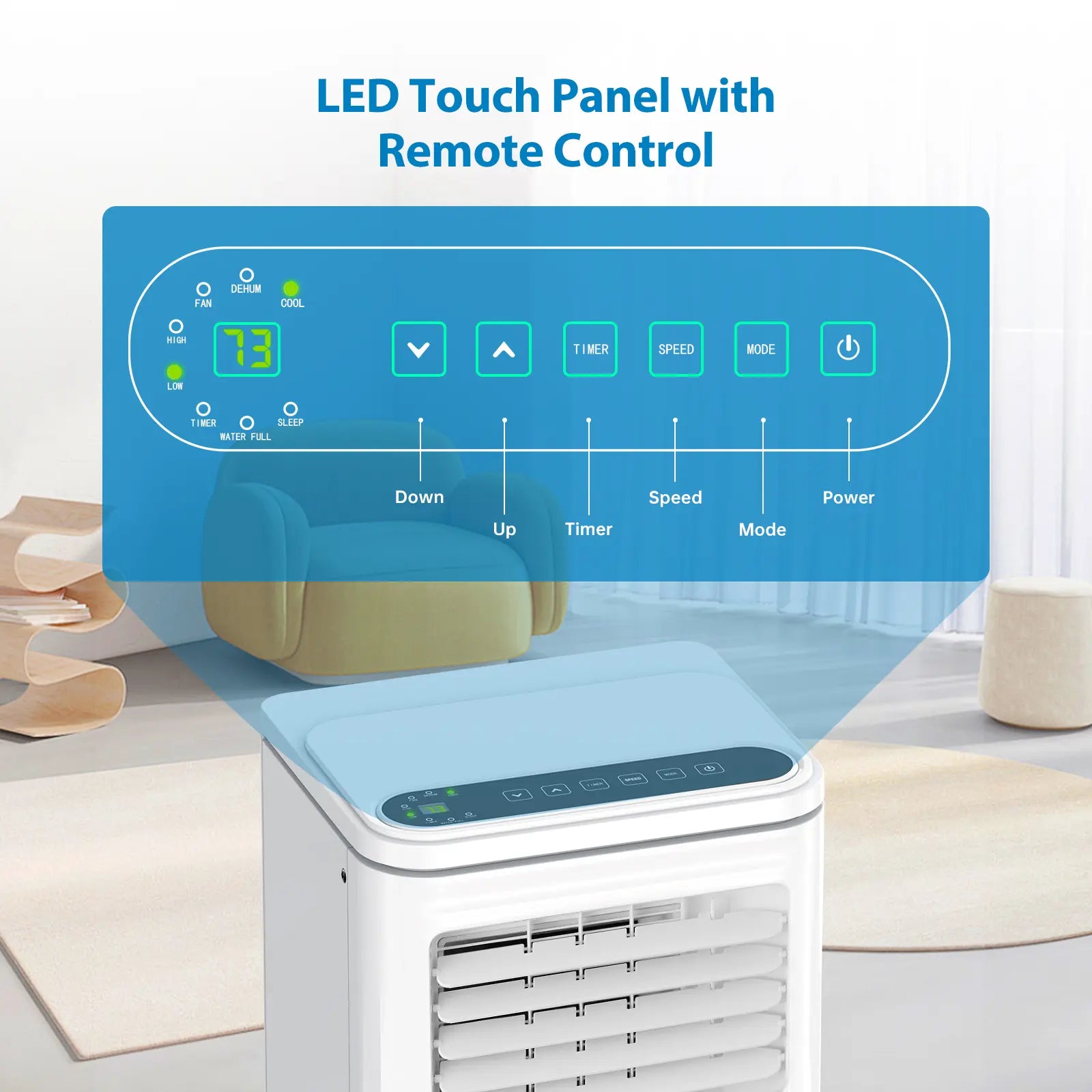 Garvee 10000 BTU Fast & Quiet Cooling Portable Air Conditioner, 4‑In‑1 AC Unit with Dehumidifier & Fan, LED/LCD Display, Remote Control, 24H Timer, 4‑Way Swing, 360° Wheels & Window Kit for Bedroom Office Home