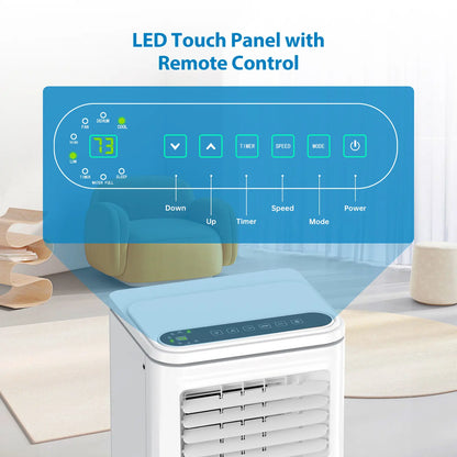 Garvee 10000 BTU Fast & Quiet Cooling Portable Air Conditioner, 4‑In‑1 AC Unit with Dehumidifier & Fan, LED/LCD Display, Remote Control, 24H Timer, 4‑Way Swing, 360° Wheels & Window Kit for Bedroom Office Home