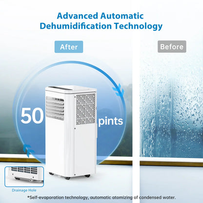 Garvee 10000 BTU Fast & Quiet Cooling Portable Air Conditioner, 4‑In‑1 AC Unit with Dehumidifier & Fan, LED/LCD Display, Remote Control, 24H Timer, 4‑Way Swing, 360° Wheels & Window Kit for Bedroom Office Home