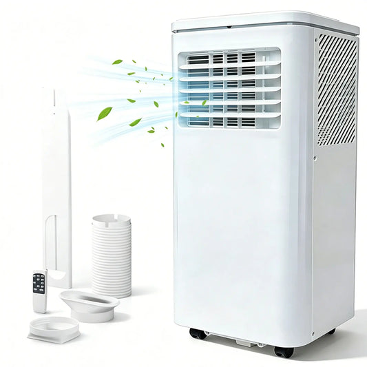 Garvee 10000 BTU Fast & Quiet Cooling Portable Air Conditioner, 4‑In‑1 AC Unit with Dehumidifier & Fan, LED/LCD Display, Remote Control, 24H Timer, 4‑Way Swing, 360° Wheels & Window Kit for Bedroom Office Home